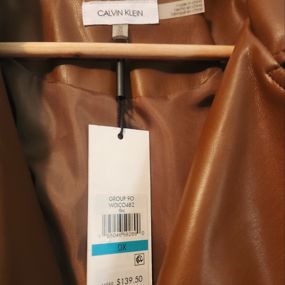 Calvin Klein brown faux leather womens jacket size OX - Picture 2 of 4